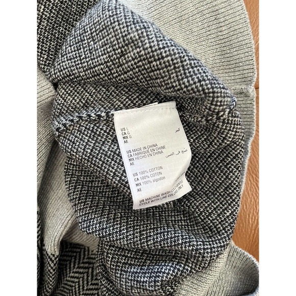 NWT Club Room Black Gray Herringbone Knit Cotton Pullover Sweater Mens Sz Large - Picture 6 of 6